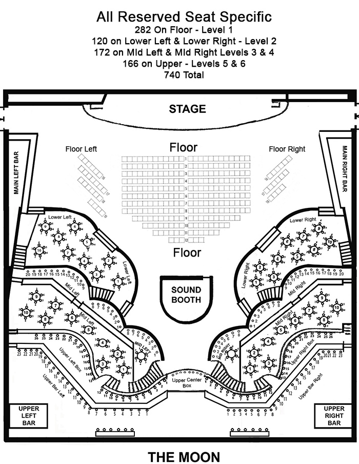Moon Theater Map numbered 740 seats